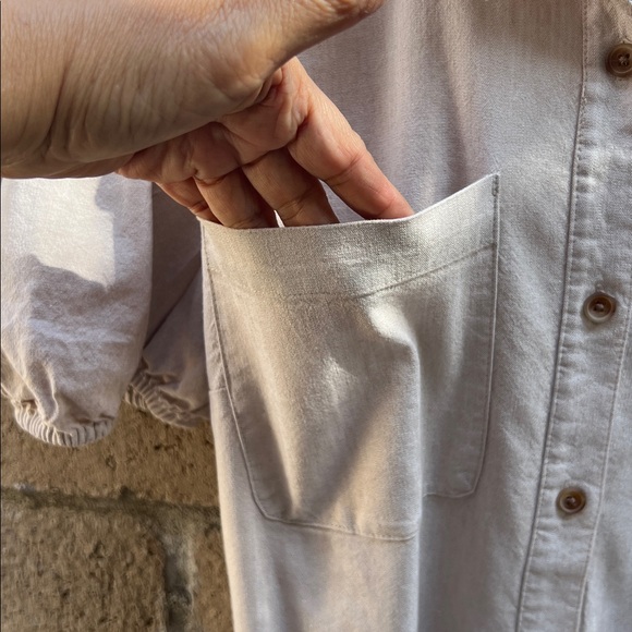 LC Lauren Conrad Beige midi dress size L linen blend safarai style khaki. - Picture 12 of 12